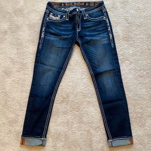 Rock revival straight leg jeans with rhinestones